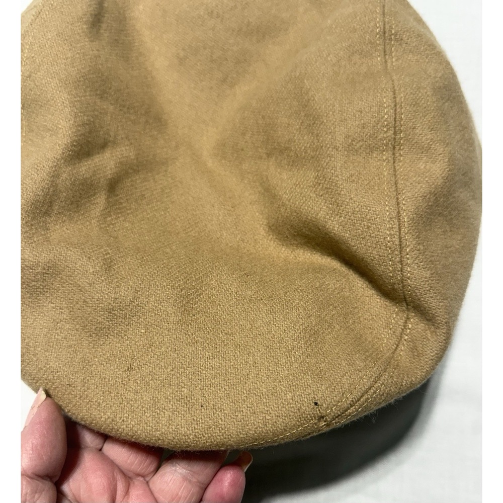 Vintage Burberrys of London Flat Cap Hat Large Tan Wool Nova Check Lining Flaws - Picture 8 of 8